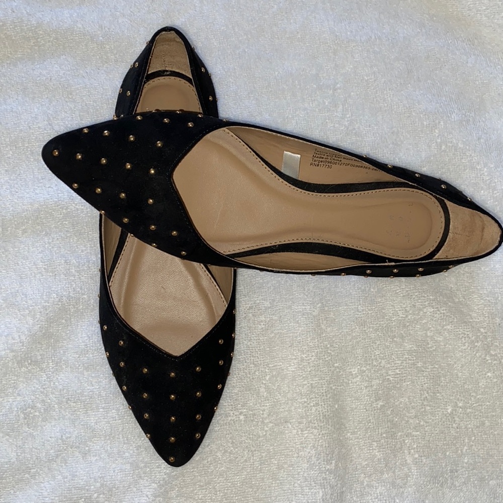 FLATS, black with gold stud detail